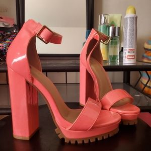 Hot pink platform heels